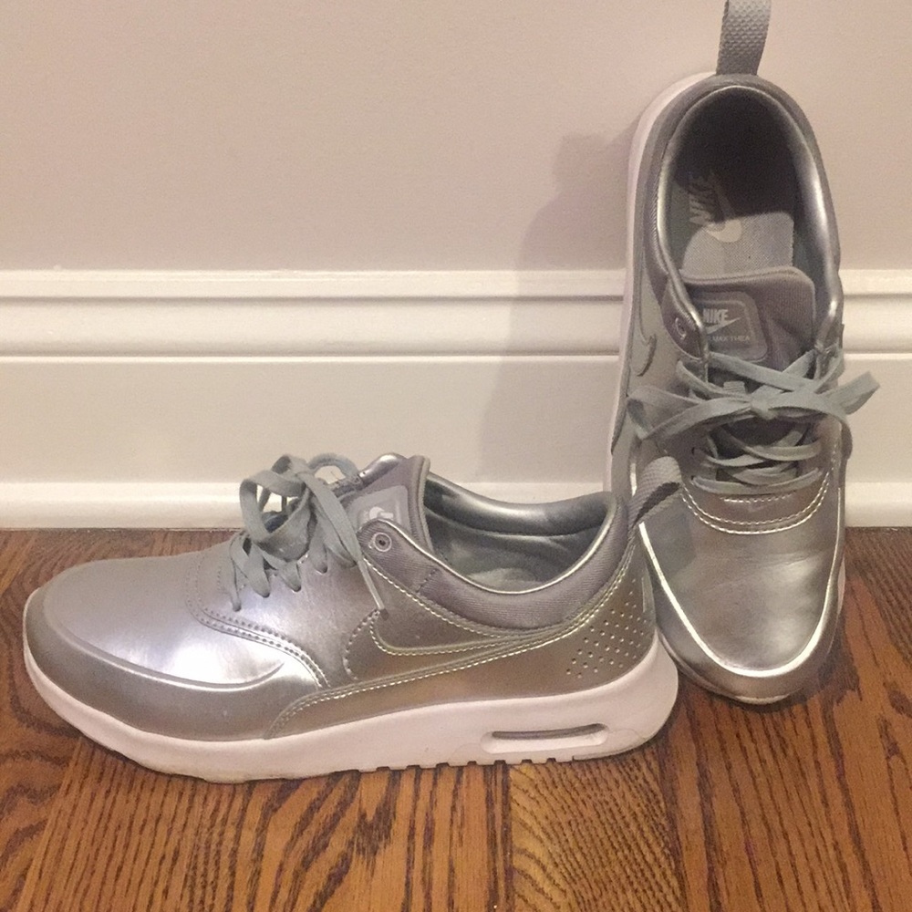 Nike Air Max Thea Metallic Silver LaceUp Sneakers
